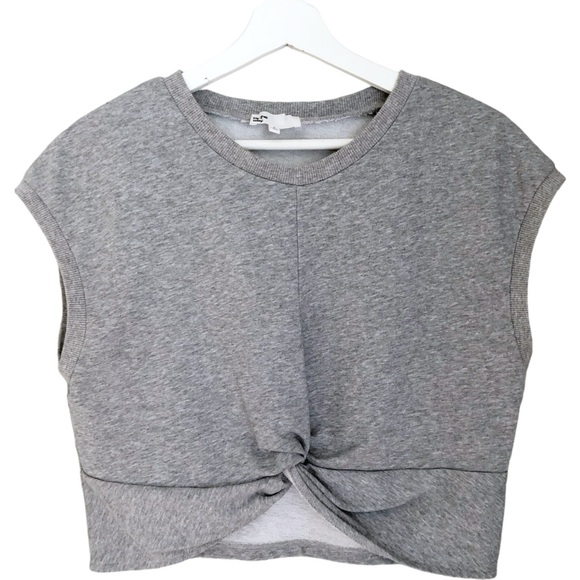 Revolve by the way. Hannah Twist Front Short Sleeve Top Heather Grey Medium Cute - Picture 1 of 11